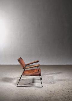 Sam Resnick Rare Sam Resnick Chair with Heavy Saddle Leather American 1960s - 2949619