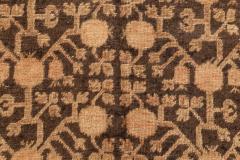 Samarkand Midcentury Brown and Beige with Pinkish Undertones Wool Rug - 2456439