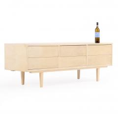 Samuel Marx Modernist Parchment Covered Low Dresser Console in Style of Marx C 1960  - 4372407