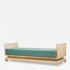 Samuel Marx Parchment and Teal Upholstered Daybed Manner of Samuel Marx - 4298192