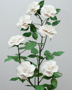 Samuel Mazy Contemporary Samuel Mazy Biscuit Porcelain Rose Bush Sculpture - 2538886