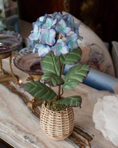 Samuel Mazy Samuel Mazy Glazed Porcelain Purple and Blue Hydrangea Flower Sculpture - 3075887