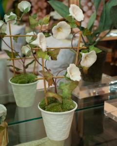 Samuel Mazy Samuel Mazy White Biscuit Porcelain Morning Glory with Trellis in a Lattice Pot - 3935886