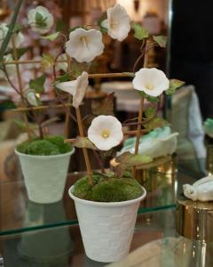 Samuel Mazy Samuel Mazy White Biscuit Porcelain Morning Glory with Trellis in a Lattice Pot - 3935897