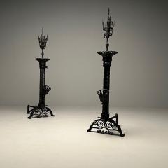 Samuel Yellin Pair Monumental Samuel Yellin Style Wrought Iron Andirons Italian Renaissance - 3390876