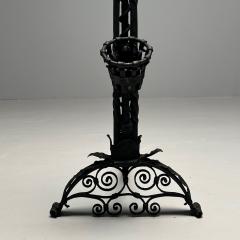Samuel Yellin Pair Monumental Samuel Yellin Style Wrought Iron Andirons Italian Renaissance - 3390881