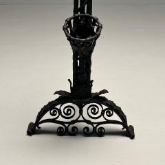 Samuel Yellin Pair Monumental Samuel Yellin Style Wrought Iron Andirons Italian Renaissance - 3390882