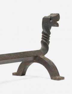 Samuel Yellin Pair of Figural Dragon Andirons In the Manner of Samuel Yellin 1930c  - 4509828