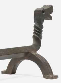 Samuel Yellin Pair of Figural Dragon Andirons In the Manner of Samuel Yellin 1930c  - 4509829
