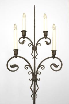 Samuel Yellin Pair of Victorian Style Wrought Iron Samuel Yellin Candle Stands - 1444190