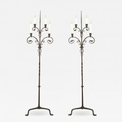 Samuel Yellin Pair of Victorian Style Wrought Iron Samuel Yellin Candle Stands - 1448603