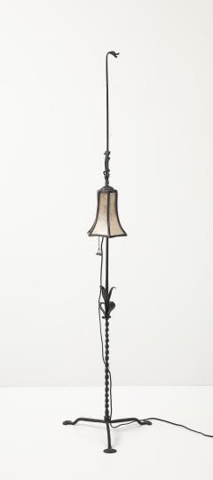 Samuel Yellin Rare floor lamp with creatures and mica shade - 4416716