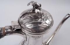 Samurai Shokai Japanese Meiji Art Nouveau Silver Iris Flower Coffeepot - 4337169