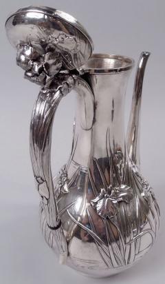 Samurai Shokai Japanese Meiji Art Nouveau Silver Iris Flower Coffeepot - 4337175