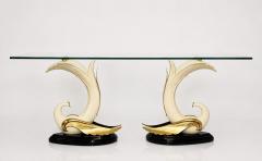 San Sen Brass Glass Swan Console Table for Art House Jofral Spain Labeled - 4767001