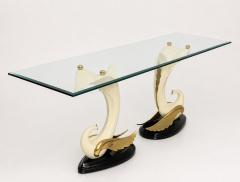 San Sen Brass Glass Swan Console Table for Art House Jofral Spain Labeled - 4767002