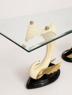 San Sen Brass Glass Swan Console Table for Art House Jofral Spain Labeled - 4767004
