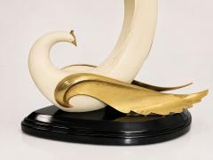 San Sen Brass Glass Swan Console Table for Art House Jofral Spain Labeled - 4767009