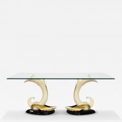 San Sen Brass Glass Swan Console Table for Art House Jofral Spain Labeled - 4767486
