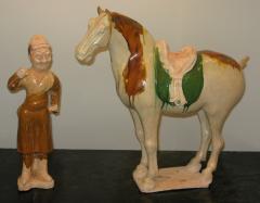 Sancai Glazed Pottery Horse with Western Attendant - 304148