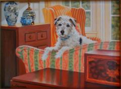 Sandra Eames Sandra Eames On the Couch Oil Painting on Canvas of Jack Russell Terrier - 2110620