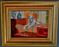 Sandra Eames Sandra Eames On the Couch Oil Painting on Canvas of Jack Russell Terrier - 2110622