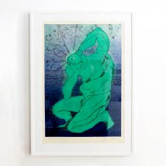 Sandro Chia SANDRO CHIA AQUATINT PRINT IN GREEN AND BLUE MAN SEA 1984  - 2426797