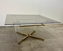 Sandro Petti Brass Lucite and Glass Dining Table Attributed to Sandro Petti Italy 1970s - 4479724