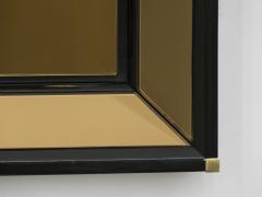 Sandro Petti Italian Mirror by Sandro Petti black lacquered brass mirrored 1970s - 996002