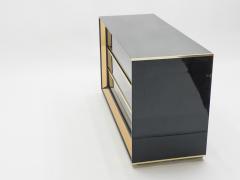 Sandro Petti Large Italian Sandro Petti black lacquered brass mirrored chest of drawers 1970s - 995994