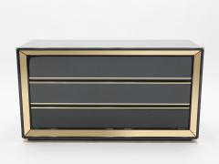 Sandro Petti Large Italian Sandro Petti black lacquered brass mirrored chest of drawers 1970s - 995998