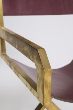 Sandro Petti Pair of Brass and Leather Armchairs by Sandro Petti 1929 2002  - 4631247