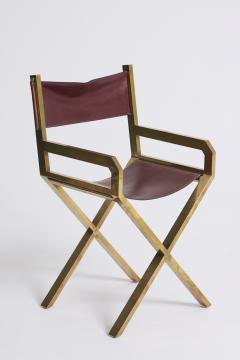 Sandro Petti Pair of Brass and Leather Armchairs by Sandro Petti 1929 2002  - 4631248