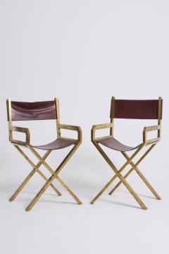 Sandro Petti Pair of Brass and Leather Armchairs by Sandro Petti 1929 2002  - 4631977