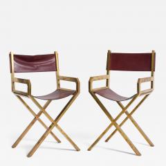 Sandro Petti Pair of Brass and Leather Armchairs by Sandro Petti 1929 2002  - 4631978