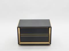 Sandro Petti Pair of Italian Sandro Petti black lacquered brass nightstands tables 1970s - 996058