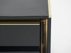 Sandro Petti Pair of Italian Sandro Petti black lacquered brass nightstands tables 1970s - 996059