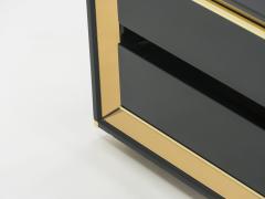 Sandro Petti Pair of Italian Sandro Petti black lacquered brass nightstands tables 1970s - 996060