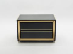 Sandro Petti Pair of Italian Sandro Petti black lacquered brass nightstands tables 1970s - 996063