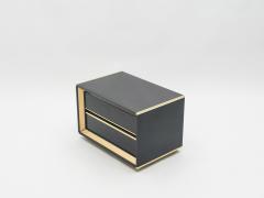 Sandro Petti Pair of Italian Sandro Petti black lacquered brass nightstands tables 1970s - 996064