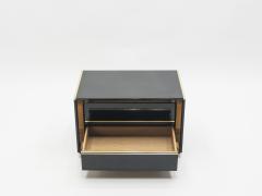 Sandro Petti Pair of Italian Sandro Petti black lacquered brass nightstands tables 1970s - 996065