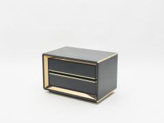 Sandro Petti Pair of Italian Sandro Petti black lacquered brass nightstands tables 1970s - 996067