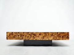 Sandro Petti Rare Italian Sandro Petti olive wood marquetry coffee table 1970s - 2280574