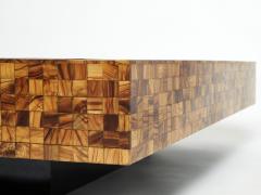 Sandro Petti Rare Italian Sandro Petti olive wood marquetry coffee table 1970s - 2280576
