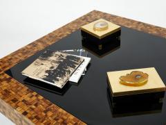 Sandro Petti Rare Italian Sandro Petti olive wood marquetry coffee table 1970s - 2280578
