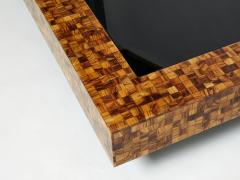 Sandro Petti Rare Italian Sandro Petti olive wood marquetry coffee table 1970s - 2280579
