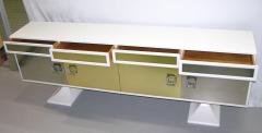 Sandro Petti Sandro Petti 1970s Italian Modern Chrome and Brass White Lacquered Credenza - 635852