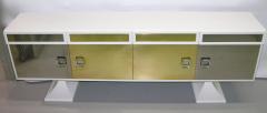 Sandro Petti Sandro Petti 1970s Italian Modern Chrome and Brass White Lacquered Credenza - 635854