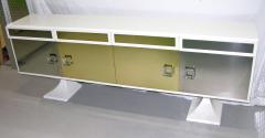 Sandro Petti Sandro Petti 1970s Italian Modern Chrome and Brass White Lacquered Credenza - 635859