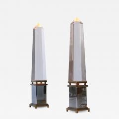 Sandro Petti Set of Two Lucite Obelisk Table Lamps by Sandro Petti for Maison Jansen France - 2134723